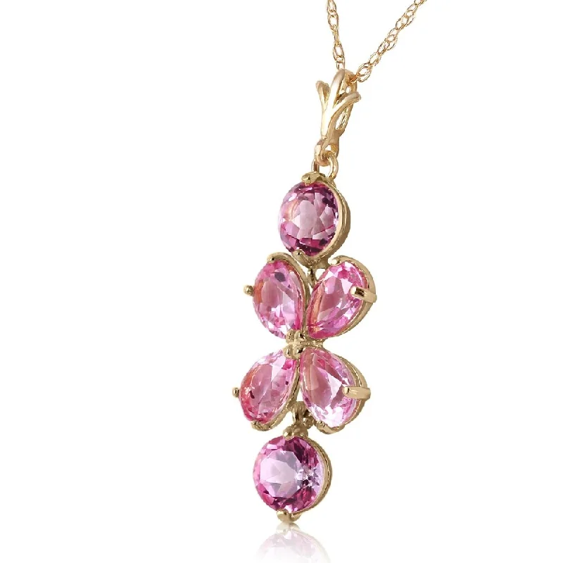 silver chain with bar pendant necklace-3.15 Carat 14K Solid Gold Flee From Memory Pink Topaz Necklace