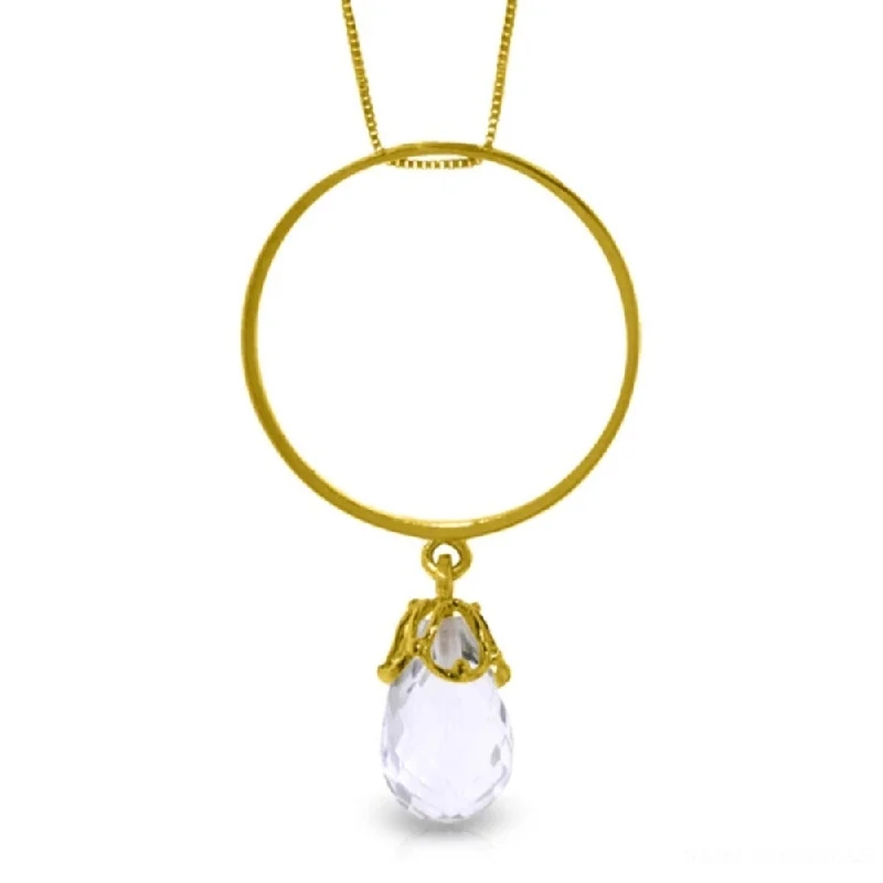 long silver necklace with gemstone pendant-3 Carat 14K Gold Exceeding Limits White Topaz Necklace