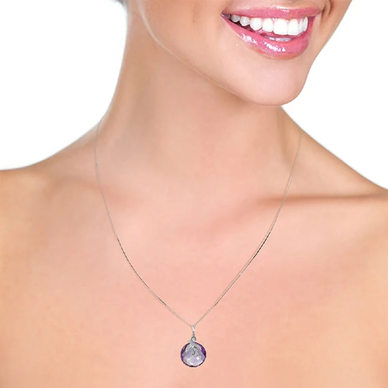 personalized silver coin pendant necklace-5.32 Carat 14K Solid White Gold Necklace Checkerboard Cut Purple Amethyst