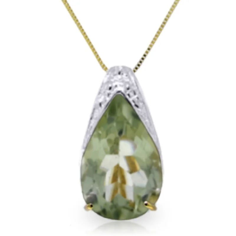 silver gemstone pendant for couples-5 Carat 14K Gold Portrait of A Lady Green Amethyst Necklace