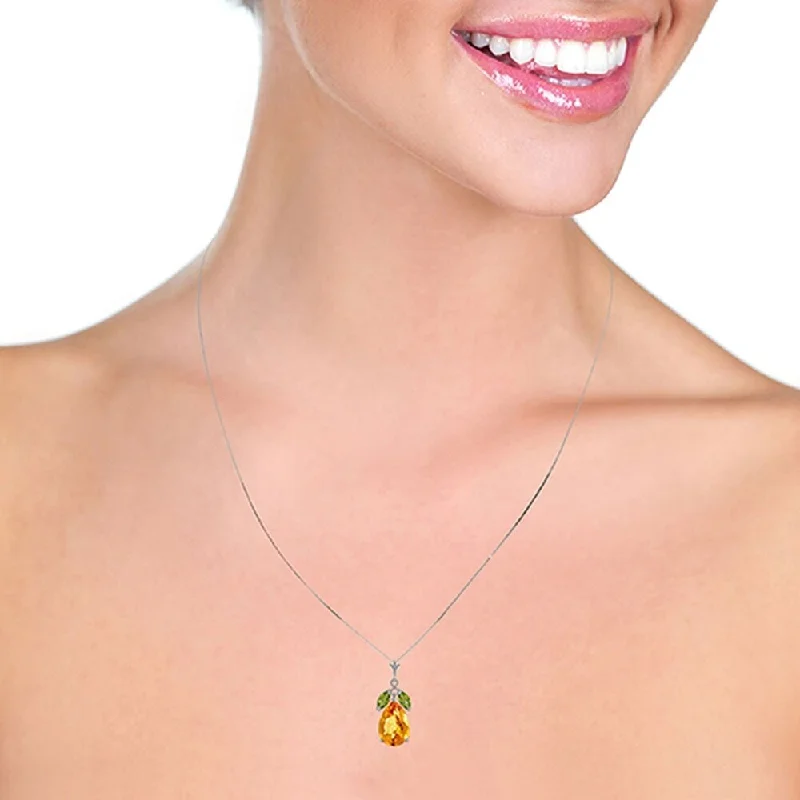 personalized heart-shaped pendant necklace-6.5 Carat 14K Solid White Gold Necklace Citrine Peridot