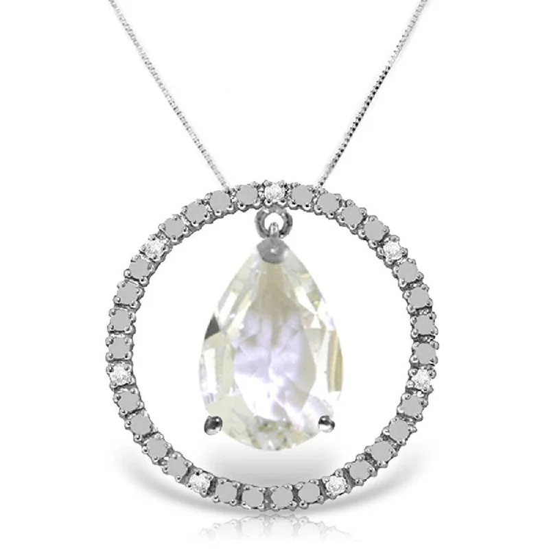 men’s personalized photo pendant necklace-6.6 Carat 14K White Gold Diamond White Topaz Circle of Love Necklace