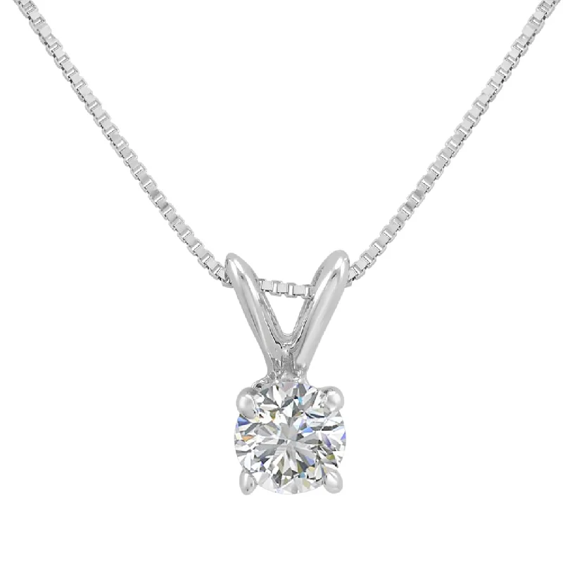 custom pendant necklace for him with initials-Amanda Rose Collection IGI Certified 1/3ct Natural Diamond Pendant Necklace in 14K White Gold