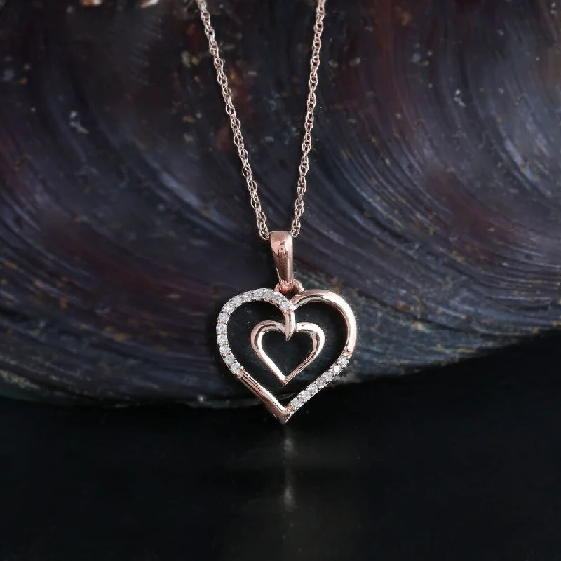 silver chain with bar pendant necklace-De Couer 10K Rose Gold 1/20ct TDW Diamond Necklace - Pink