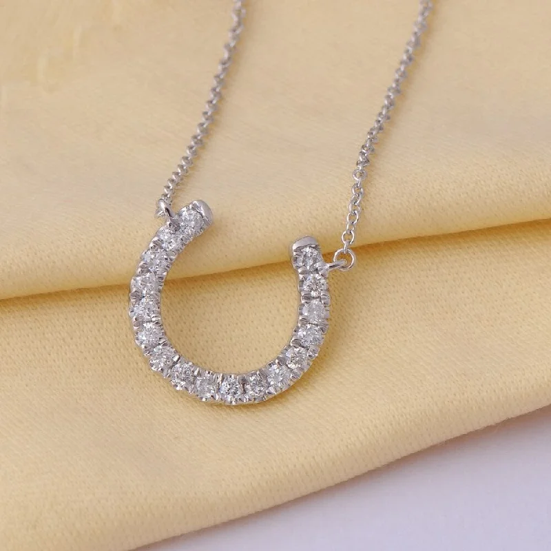 celestial gold pendant necklace-De Couer 14k White Gold 1/3ct TDW Diamond Horseshoe Necklace