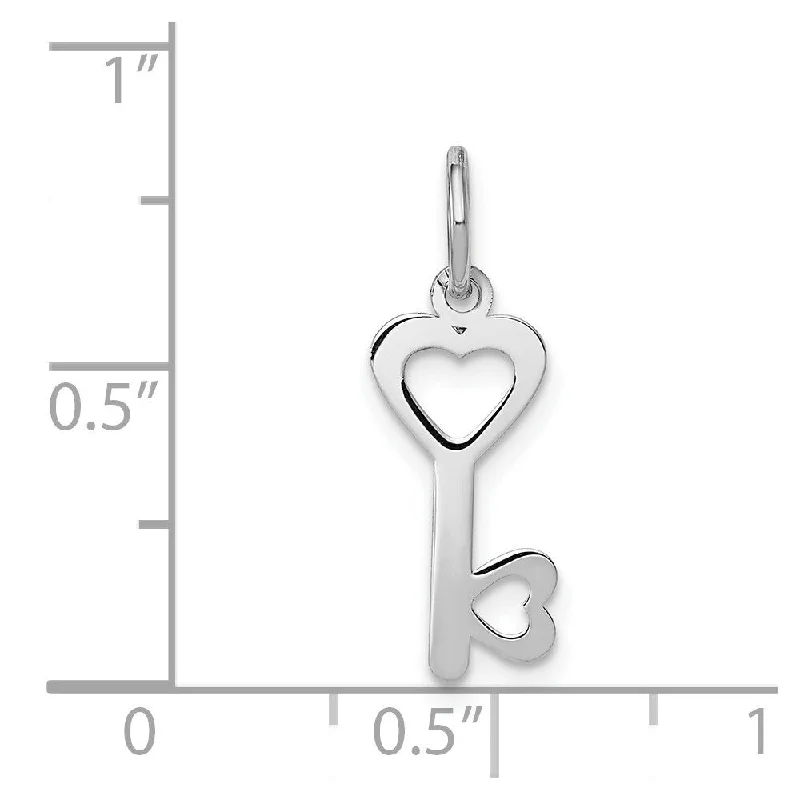 women’s silver choker necklace-Diamond2Deal 14K White Gold Heart-Shaped Key Lock Pendant (L- 20 mm, W- 7 mm)