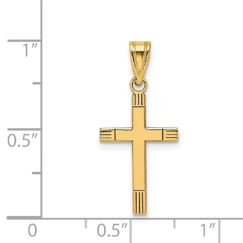 personalized heart-shaped bar necklace for men-Diamond2Deal 14K Yellow Gold Cross Pendant (L- 25 mm, W- 12 mm)