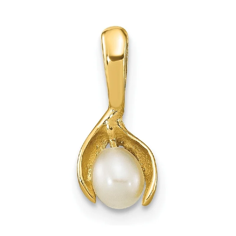 gold heart pendant with name-Diamond2Deal 14K Yellow Gold Madi K Rice White FWC Pearl Pendant (L-7.67mm, W-5.89mm)