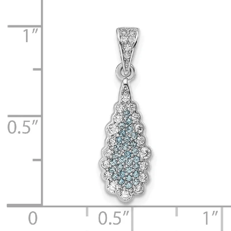 gemstone bar pendant necklace-Diamond2Deal 925 Sterling Silver Rhodium-plated Cubic Zirconia Teardrop Pendant (L-26.51mm, W-7.44mm)