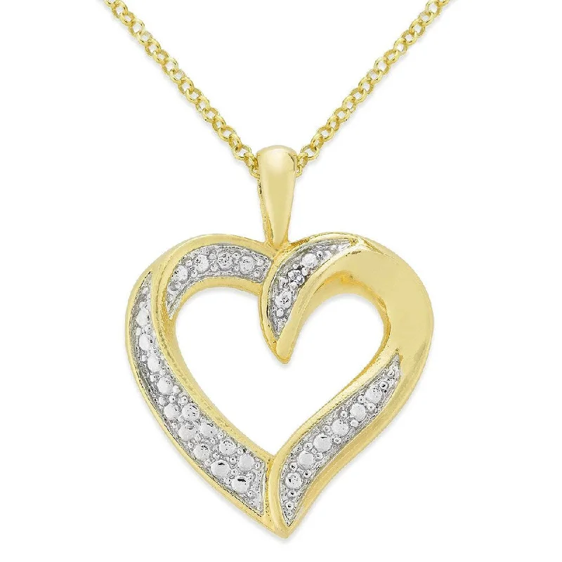 silver moon pendant for women-Finesque Overlay Diamond Accent Heart Necklace