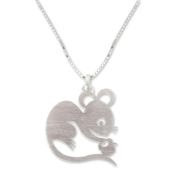 custom crystal pendant necklace-Handmade Sterling Silver 'Chinese Zodiac Rat' Necklace (Thailand)