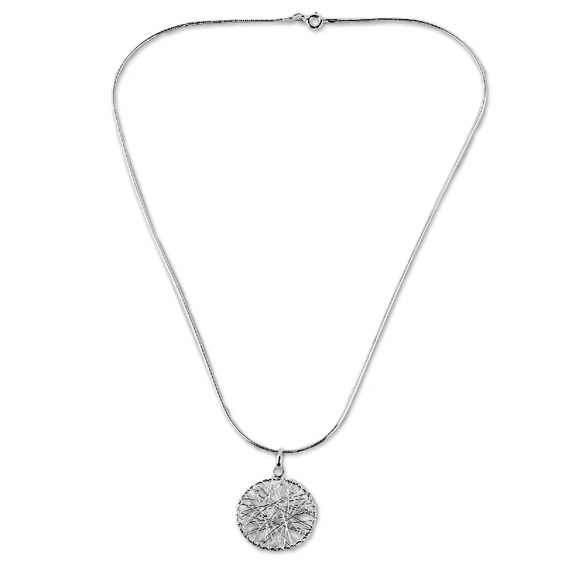 women’s gold pendant necklace with engraving-Handmade Sterling Silver Good Dream Necklace (Thailand) - 7'6" x 9'6"