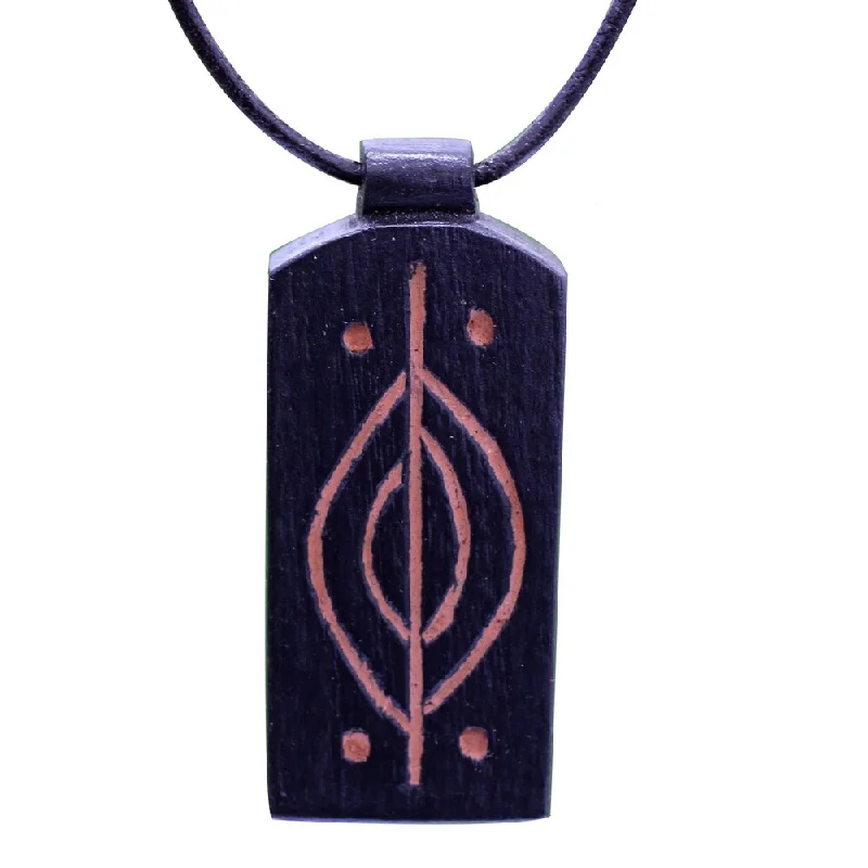 personalized engraved letter necklace-Handmade Teakwood 'Kasapa' Necklace (Ghana)