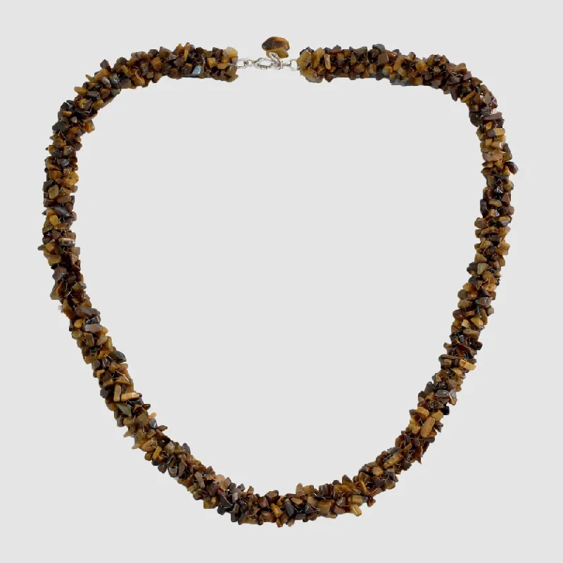 personalized love pendant necklace-Handmade Tiger's Eye 'Honeysuckle' Bead Necklace (India)