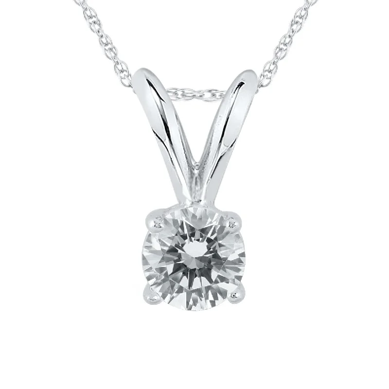 handmade heart-shaped pendant necklace-Marquee 1/4 Carat Diamond Solitaire Pendant in 14K White Gold (L-M Color, I2-I3 Clarity)