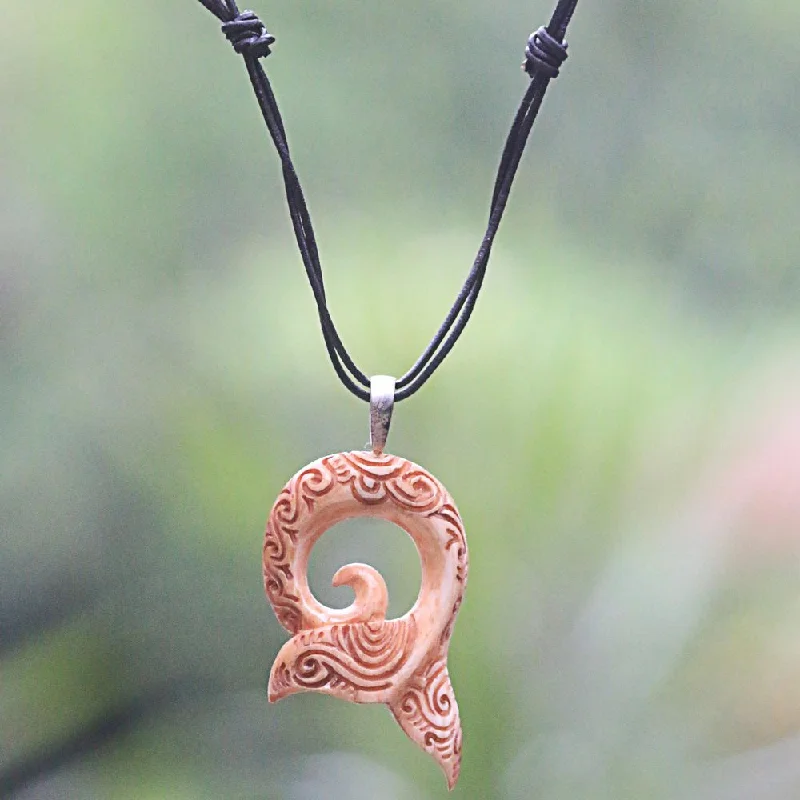 personalized photo pendant necklace-NOVICA Handmade Tail of the Whale Leather Necklace (Indonesia)