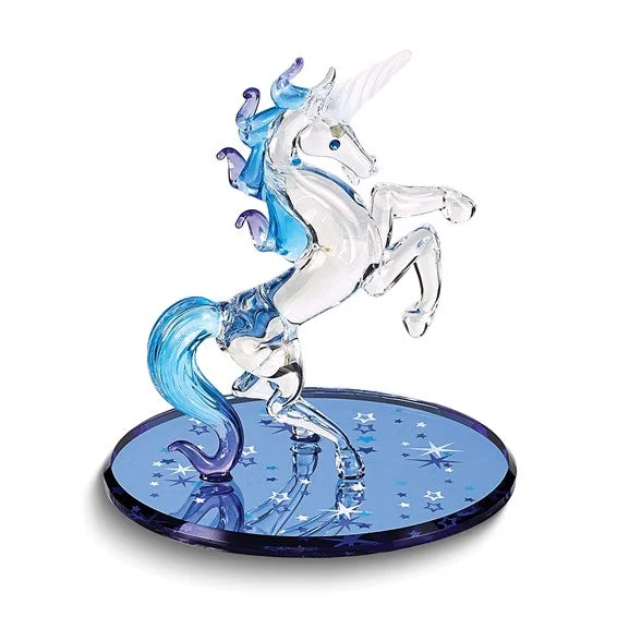 custom initial pendant necklace for boys-Glass Baron Small Starlight Unicorn Glass Figurine