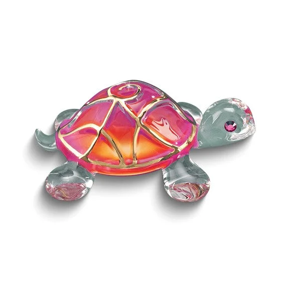 boho charm pendant necklace for women-Glass Baron Sunrise Turtle Glass Figurine