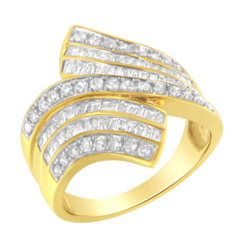 men’s wedding rings with vintage diamond and ruby designs-10K Yellow Gold Diamond Bypass Ring