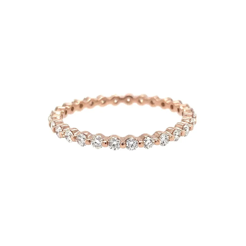 engagement rings with heart-shaped diamonds and rubies-14K Rose Gold Single Prong Diamond Eternity Band