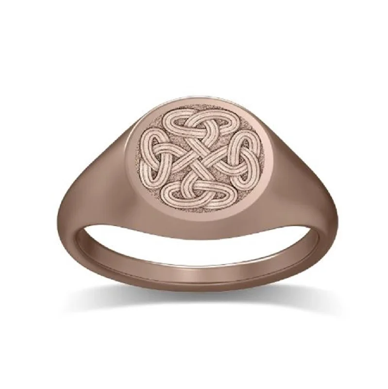 women’s rings with vintage diamond settings and sapphires-14K Rose Gold 'The Galway' Celtic Knot Signet Fashion Ring