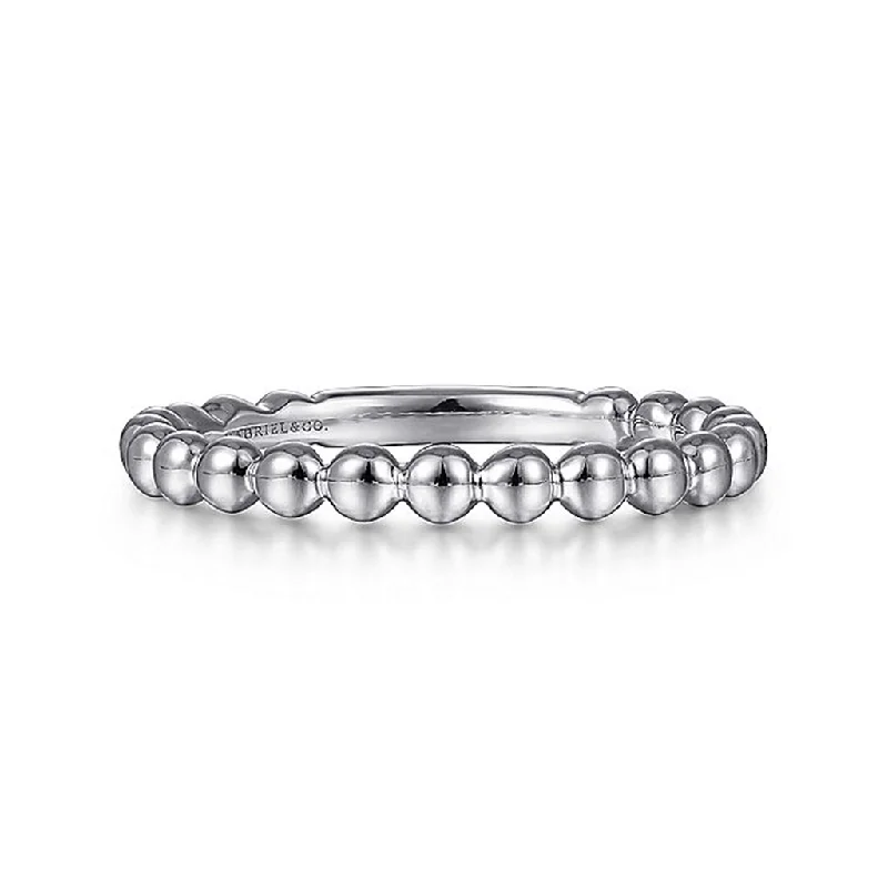 women’s engagement rings with vintage diamond cuts-14K White Gold Bujukan Beaded Band