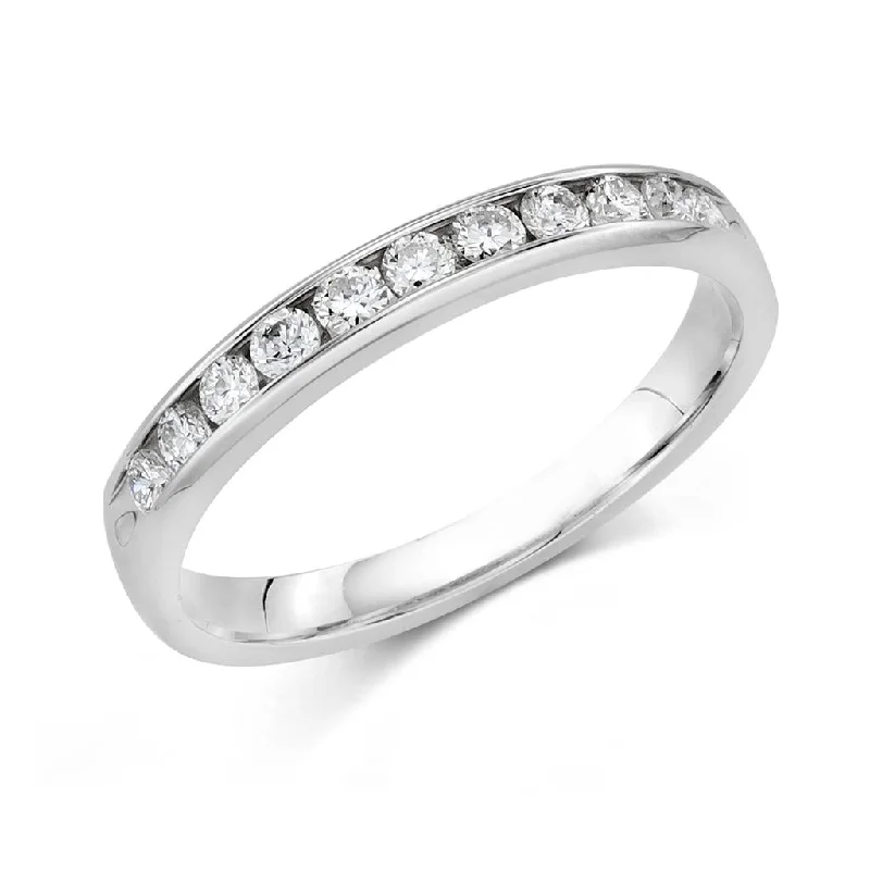 men’s rings with custom-designed diamonds and sapphires-14K White Gold Channel Set Diamond Band