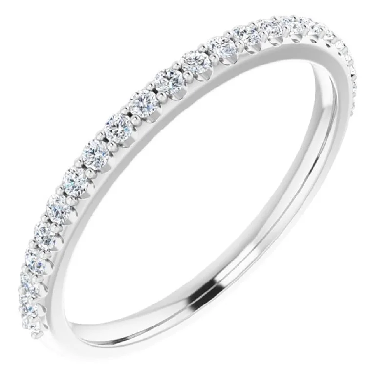 engagement rings with cushion-cut diamonds and ruby accents-14K White Gold Half Anniversary Diamond Band