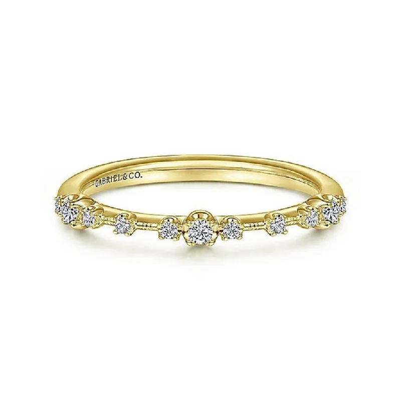 women’s rings with intricate diamond designs for engagement-14K Yellow Gold Delicate Diamond Wedding Band