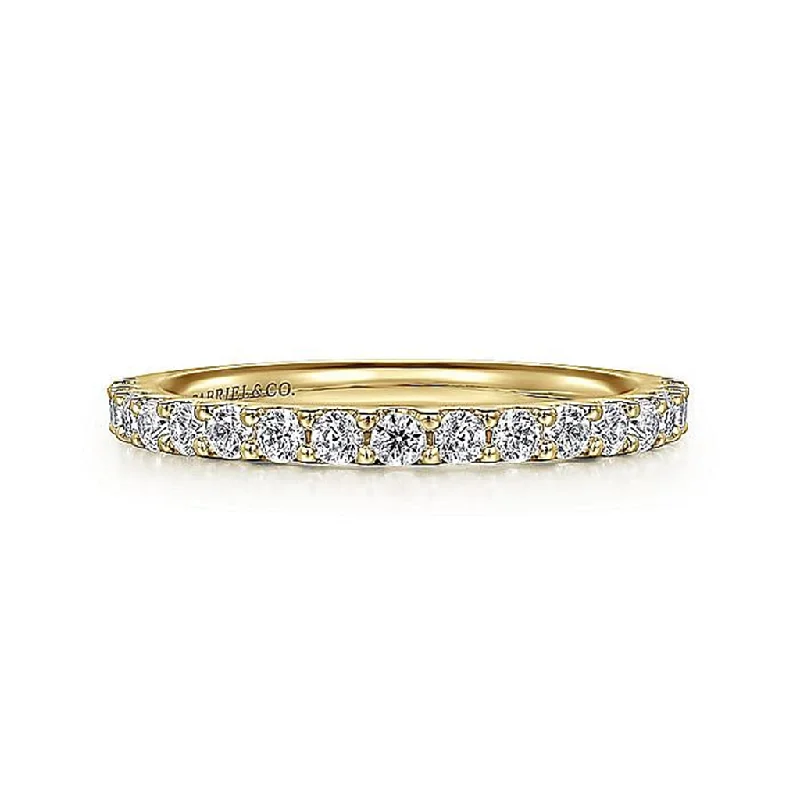 men’s rings with diamond and ruby side stones for weddings-14K Yellow Gold Diamond Anniversary Band