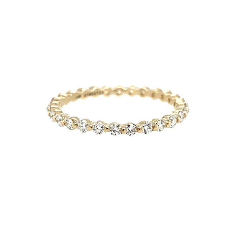 engagement rings with round diamonds and sapphire halos-14K Yellow Gold Single Prong Diamond Eternity Band