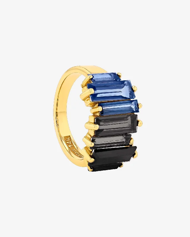 men’s rings with emerald-cut diamonds and sapphires-Amalfi Reborn Dark Blue Ombre Stacker Half Band