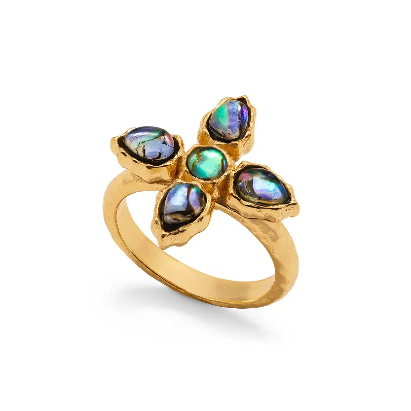 engagement rings with heart-shaped sapphires and diamonds-Aurora Ring - Abalone