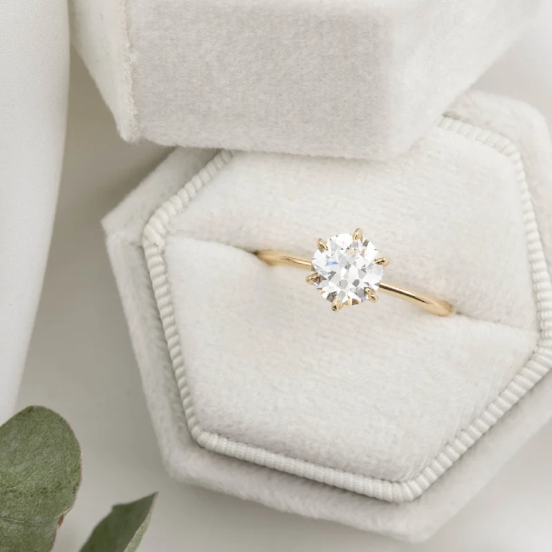 engagement rings with cushion-cut diamonds and gold bands-Floryn Ring, GIA Certified 1.15ct Brilliant Cut Diamond, 14k Yellow Gold (One of a kind)