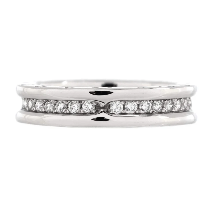 men’s rings with emerald-cut sapphires and diamonds-B.Zero1 One Band Ring 18K White Gold and Diamonds