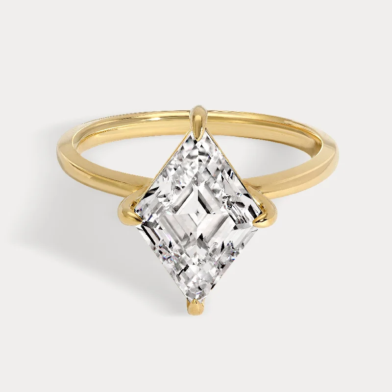 engagement rings with cushion-cut diamonds and gold bands-Brenda - 3.11ct Lozenge Cut Lab Grown Diamond Ring