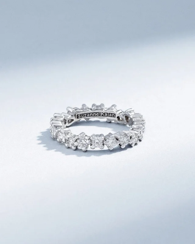 men’s wedding rings with diamond center stones and sapphire bands-Classic Diamond Midi Round Eternity Band