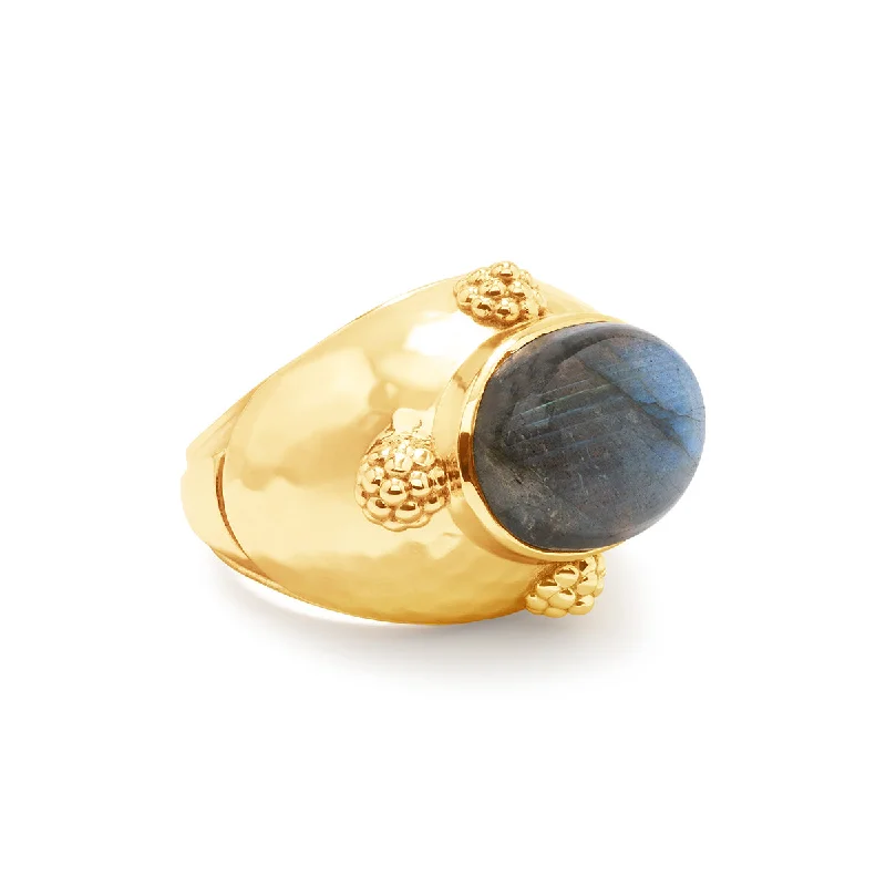 engagement rings with cushion-cut sapphires and diamonds for men-Cleopatra Oval Ring - Gold/Blue Labradorite