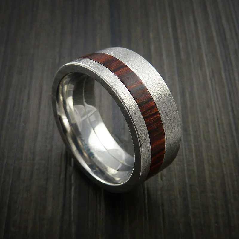 men’s wedding rings with diamonds and emerald settings-Cobalt Chrome and Cocobolo Hardwood Wood Men's Ring