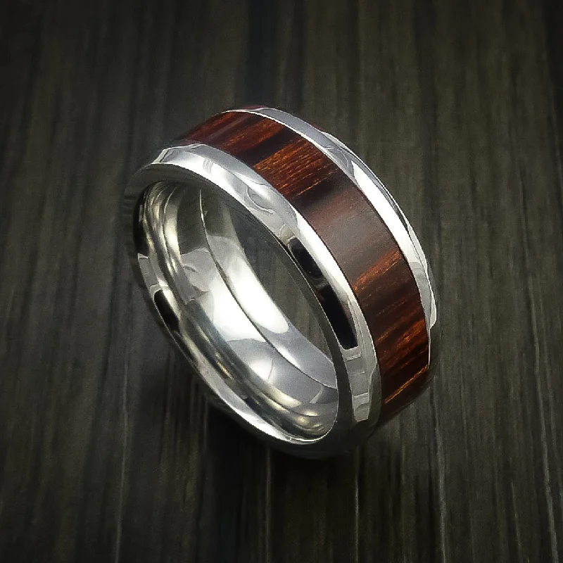 men’s wedding rings with polished finishes and diamond details-Cobalt Chrome Men's Ring with Wood Inlay Custom Made Wedding Band