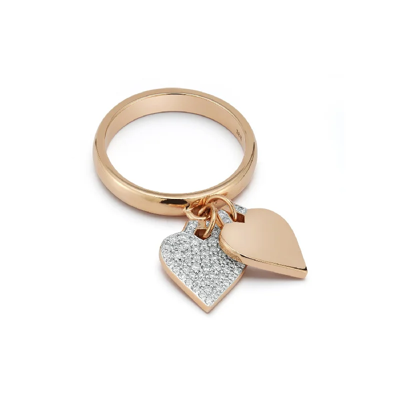 women’s engagement rings with radiant diamonds and sapphires-DORA 18K GOLD & DIAMOND MINI HEART CHARM RING