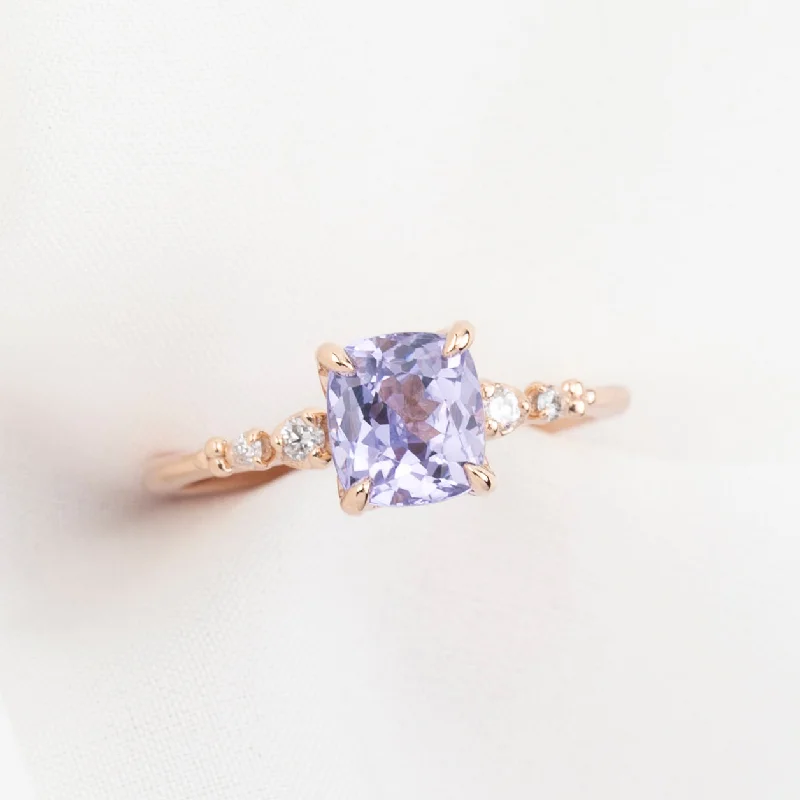 engagement rings with multi-colored sapphires and diamonds-Estel Fleur Ring 1.62ct Lavender Purple Spinel, 14k Rose Gold (One of a kind)