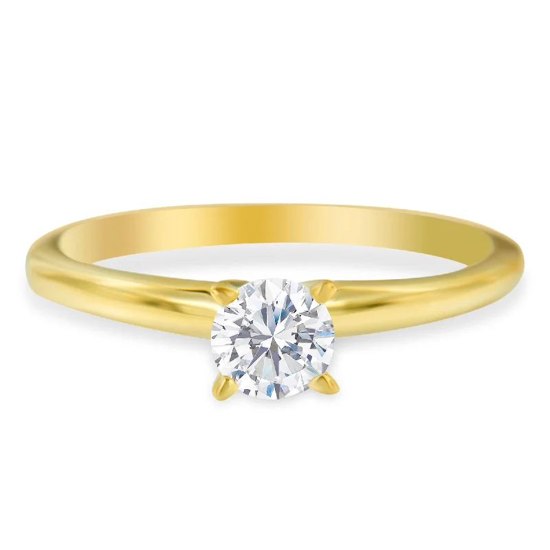 engagement rings with square diamonds and sapphire accents-GIA Certified 14k Gold 1/2 Cttw Diamond Solitaire Engagement Ring