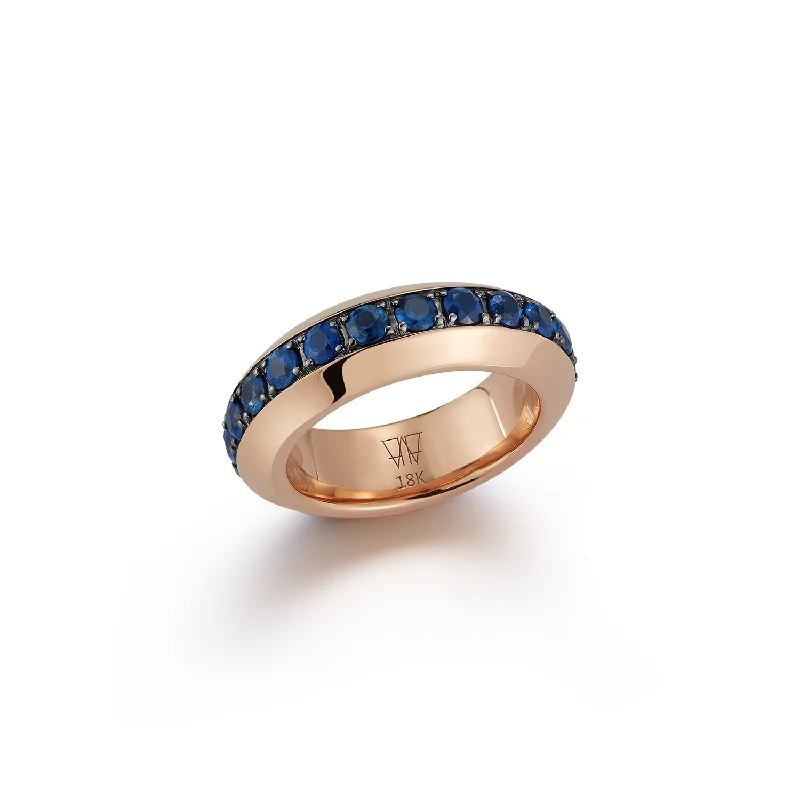 women’s rings with oval diamonds and sapphire accents-GRANT 18K GOLD AND BLUE SAPPHIRE ANGLED BAND RING