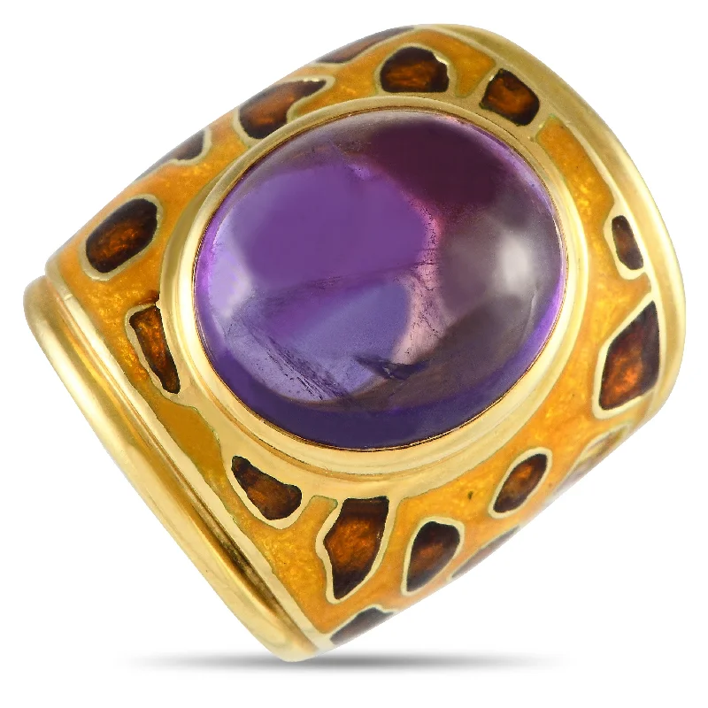 men’s rings with emerald-cut sapphires and diamonds-H. Stern 18K Yellow Gold Amethyst Enameled Ring MF05-111524