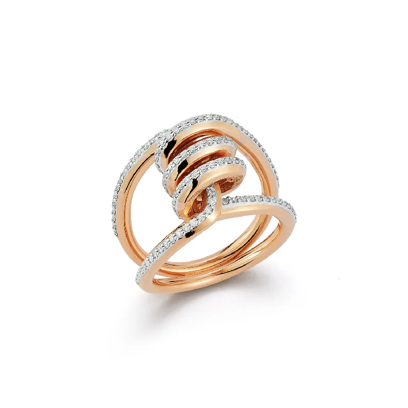 engagement rings with sapphire bands and diamonds-HUXLEY 18K GOLD AND DIAMOND SINGLE COIL LINK RING