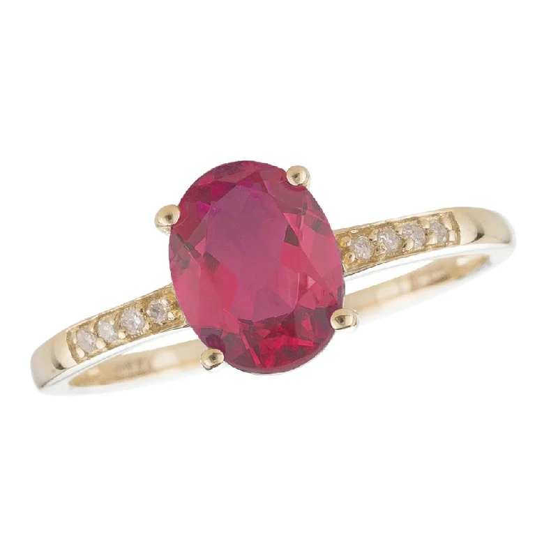 men’s rings with emerald-cut diamonds and sapphires-July Birthstone Rings: 14K Yellow Gold Diamond And Ruby Ring