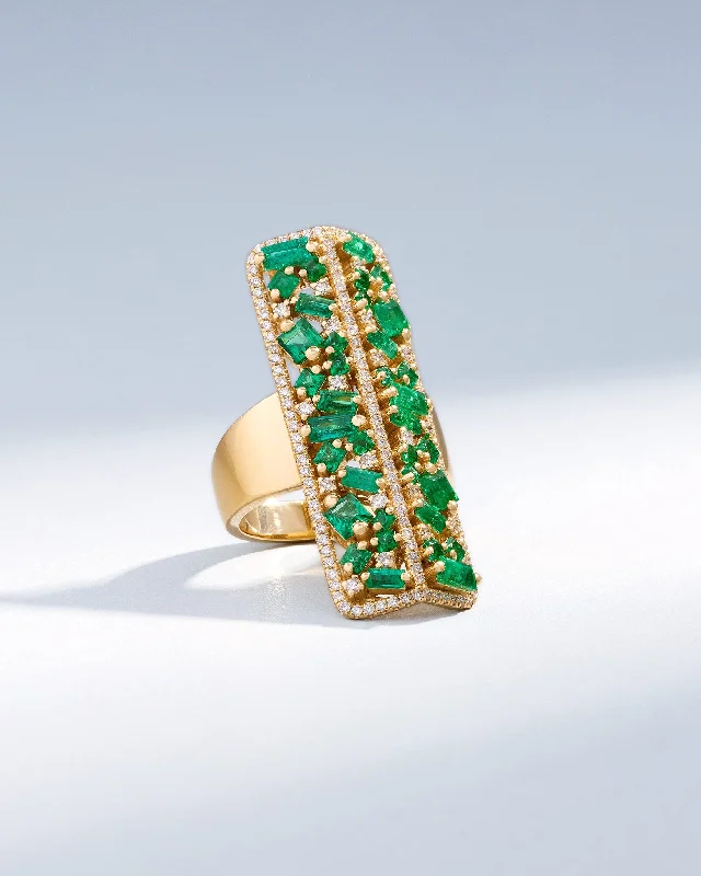 women’s rings with emerald and sapphire gemstones for weddings-La Fantaisie Sunbeam Emerald Ring