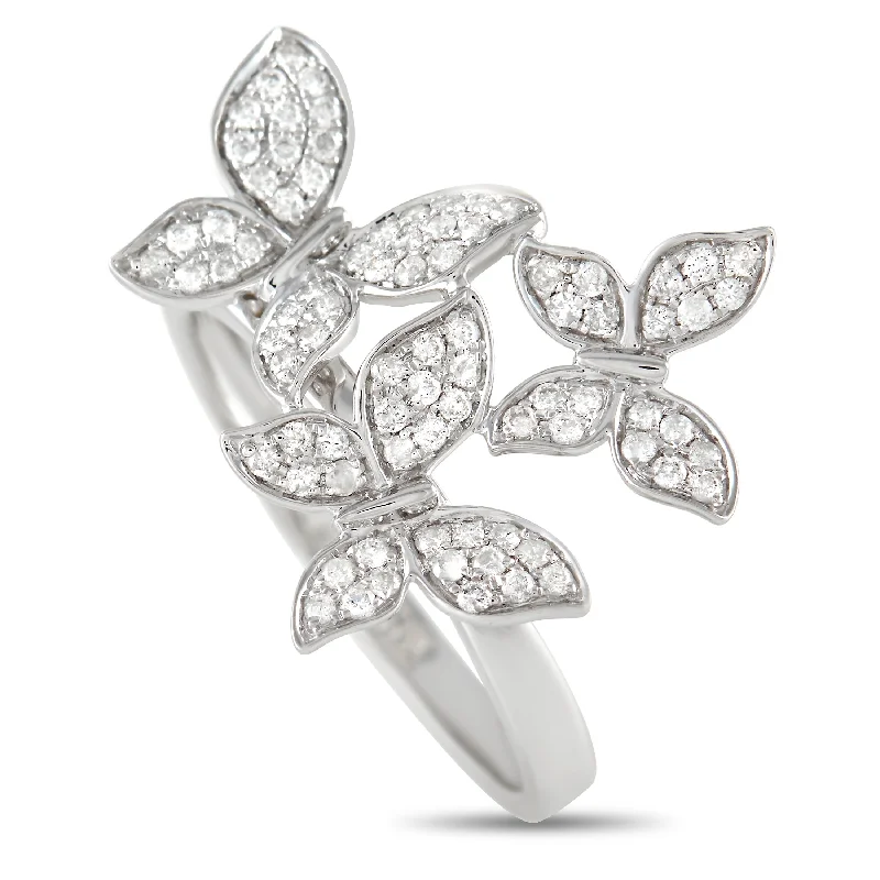 engagement rings with emeralds and rubies for women-LB Exclusive 14K White Gold 0.30 ct Diamond Butterfly Ring