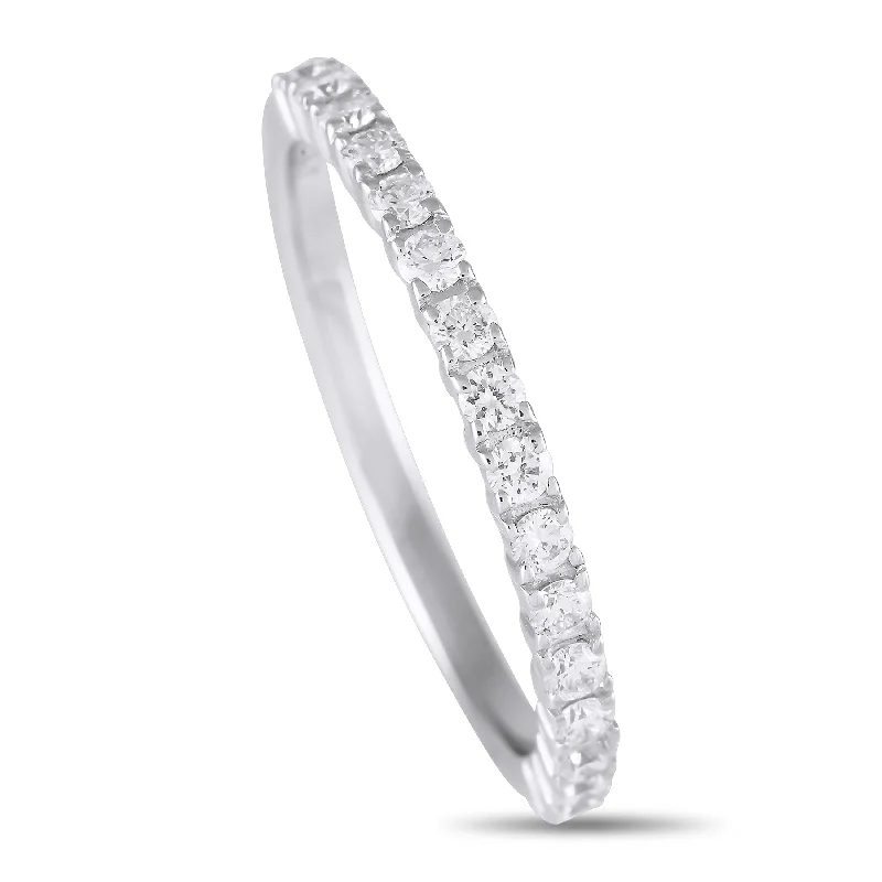 women’s rings with diamond pave settings and sapphires-LB Exclusive 14K White Gold 0.48ct Lab Grown Diamond Ring 342D